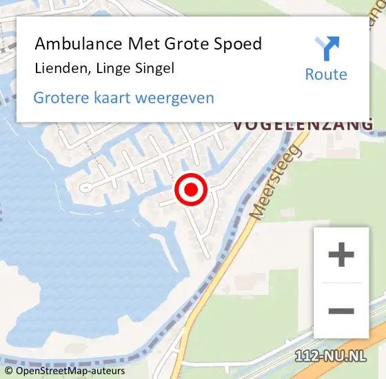 Locatie op kaart van de 112 melding: Ambulance Met Grote Spoed Naar Lienden, Linge Singel op 26 februari 2022 10:29