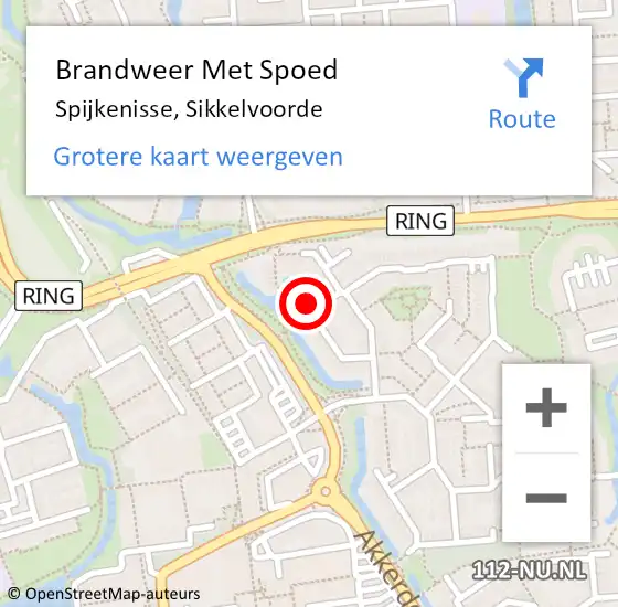 Locatie op kaart van de 112 melding: Brandweer Met Spoed Naar Spijkenisse, Sikkelvoorde op 26 februari 2022 10:39