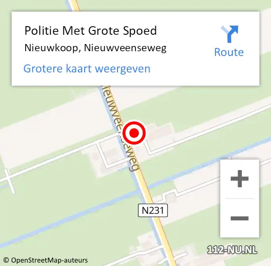 Locatie op kaart van de 112 melding: Politie Met Grote Spoed Naar Nieuwkoop, Nieuwveenseweg op 26 februari 2022 11:03