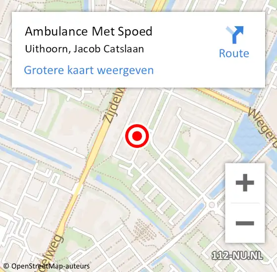 Locatie op kaart van de 112 melding: Ambulance Met Spoed Naar Uithoorn, Jacob Catslaan op 26 februari 2022 11:06