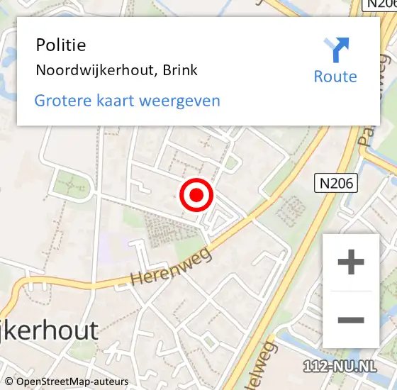 Locatie op kaart van de 112 melding: Politie Noordwijkerhout, Brink op 26 februari 2022 11:09