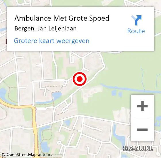 Locatie op kaart van de 112 melding: Ambulance Met Grote Spoed Naar Bergen, Jan Leijenlaan op 26 februari 2022 11:12