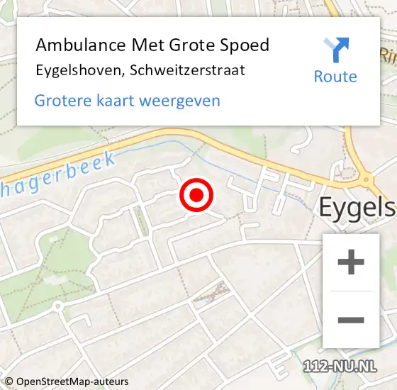 Locatie op kaart van de 112 melding: Ambulance Met Grote Spoed Naar Eygelshoven, Schweitzerstraat op 9 juli 2014 16:10