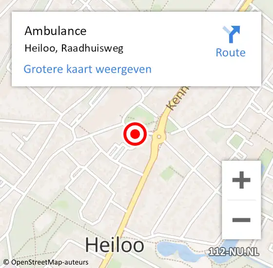 Locatie op kaart van de 112 melding: Ambulance Heiloo, Raadhuisweg op 26 februari 2022 11:42