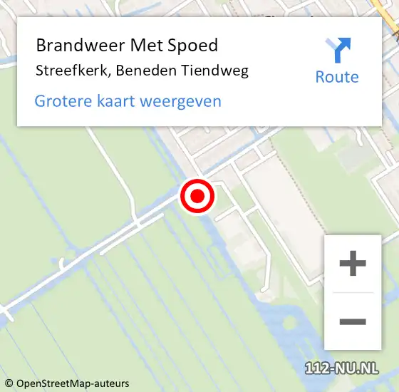 Locatie op kaart van de 112 melding: Brandweer Met Spoed Naar Streefkerk, Beneden Tiendweg op 26 februari 2022 11:46