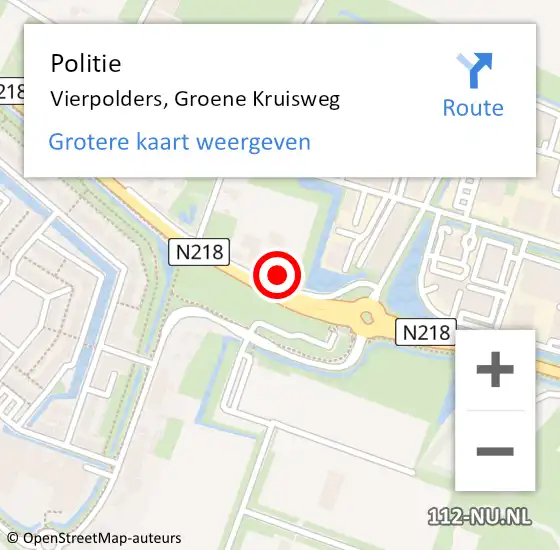 Locatie op kaart van de 112 melding: Politie Vierpolders, Groene Kruisweg op 9 juli 2014 16:11