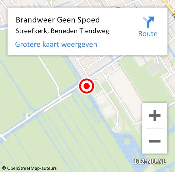 Locatie op kaart van de 112 melding: Brandweer Geen Spoed Naar Streefkerk, Beneden Tiendweg op 26 februari 2022 11:56