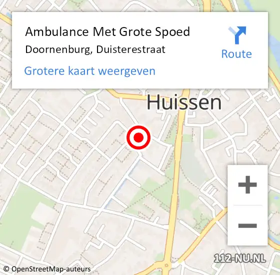 Locatie op kaart van de 112 melding: Ambulance Met Grote Spoed Naar Doornenburg, Duisterestraat op 26 februari 2022 11:59