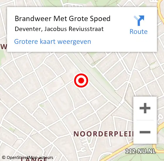 Locatie op kaart van de 112 melding: Brandweer Met Grote Spoed Naar Deventer, Jacobus Reviusstraat op 26 februari 2022 12:06