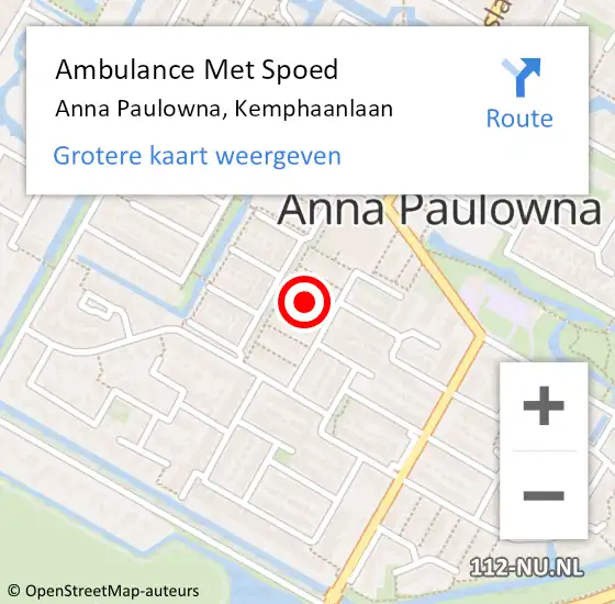 Locatie op kaart van de 112 melding: Ambulance Met Spoed Naar Anna Paulowna, Kemphaanlaan op 26 februari 2022 12:07