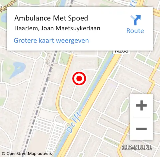 Locatie op kaart van de 112 melding: Ambulance Met Spoed Naar Haarlem, Joan Maetsuykerlaan op 26 februari 2022 12:13