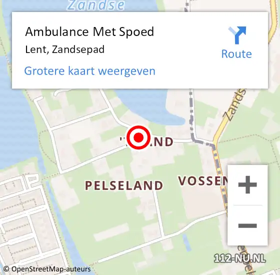 Locatie op kaart van de 112 melding: Ambulance Met Spoed Naar Lent, Zandsepad op 26 februari 2022 12:30