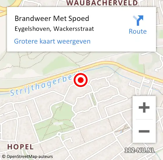 Locatie op kaart van de 112 melding: Brandweer Met Spoed Naar Eygelshoven, Wackersstraat op 26 februari 2022 13:09