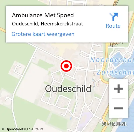 Locatie op kaart van de 112 melding: Ambulance Met Spoed Naar Oudeschild, Heemskerckstraat op 26 februari 2022 13:27