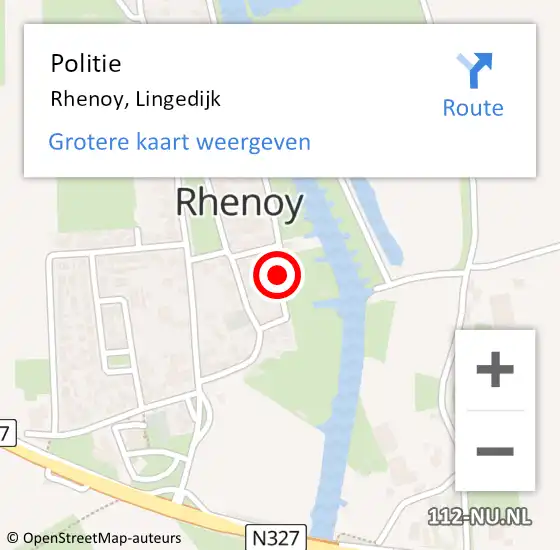 Locatie op kaart van de 112 melding: Politie Rhenoy, Lingedijk op 26 februari 2022 13:37
