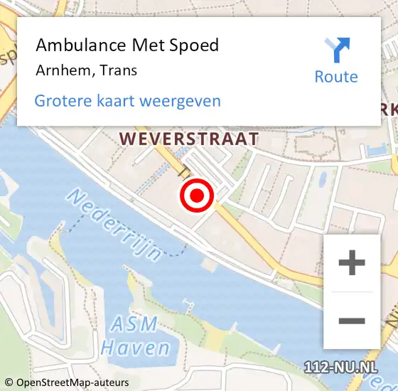 Locatie op kaart van de 112 melding: Ambulance Met Spoed Naar Arnhem, Trans op 26 februari 2022 13:42