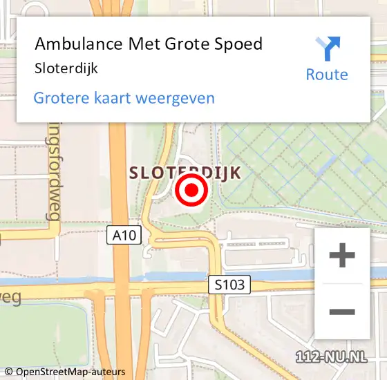 Locatie op kaart van de 112 melding: Ambulance Met Grote Spoed Naar Sloterdijk op 26 februari 2022 14:10