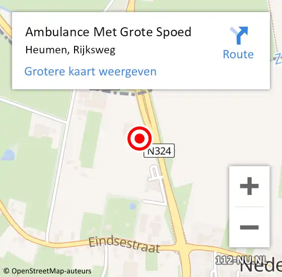 Locatie op kaart van de 112 melding: Ambulance Met Grote Spoed Naar Heumen, Rijksweg op 26 februari 2022 14:11