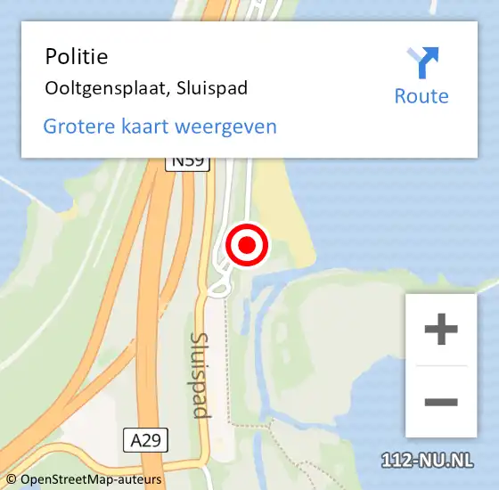 Locatie op kaart van de 112 melding: Politie Ooltgensplaat, Sluispad op 26 februari 2022 14:25