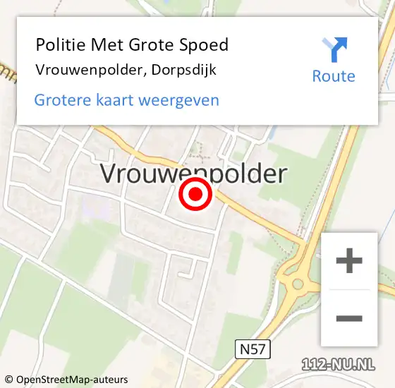 Locatie op kaart van de 112 melding: Politie Met Grote Spoed Naar Vrouwenpolder, Dorpsdijk op 26 februari 2022 14:30