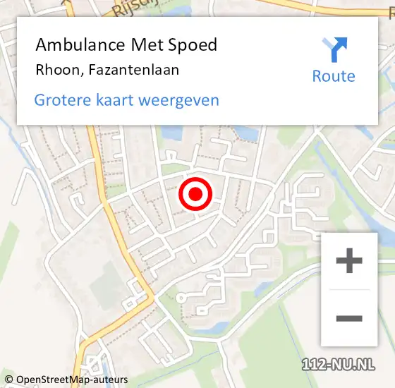 Locatie op kaart van de 112 melding: Ambulance Met Spoed Naar Rhoon, Fazantenlaan op 26 februari 2022 14:44