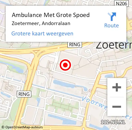 Locatie op kaart van de 112 melding: Ambulance Met Grote Spoed Naar Zoetermeer, Andorralaan op 26 februari 2022 15:04