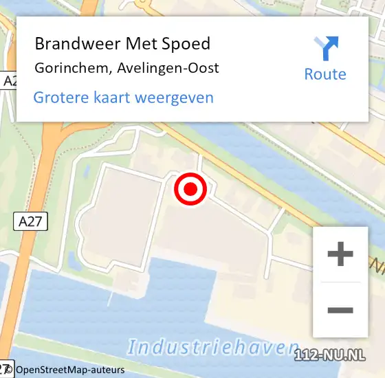 Locatie op kaart van de 112 melding: Brandweer Met Spoed Naar Gorinchem, Avelingen-Oost op 26 februari 2022 15:13