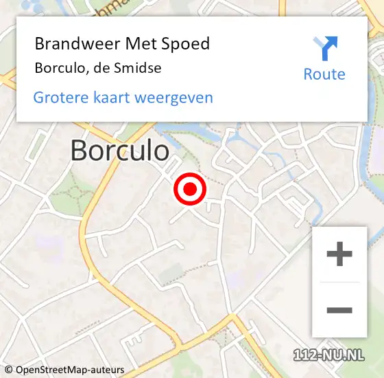 Locatie op kaart van de 112 melding: Brandweer Met Spoed Naar Borculo, de Smidse op 26 februari 2022 15:19