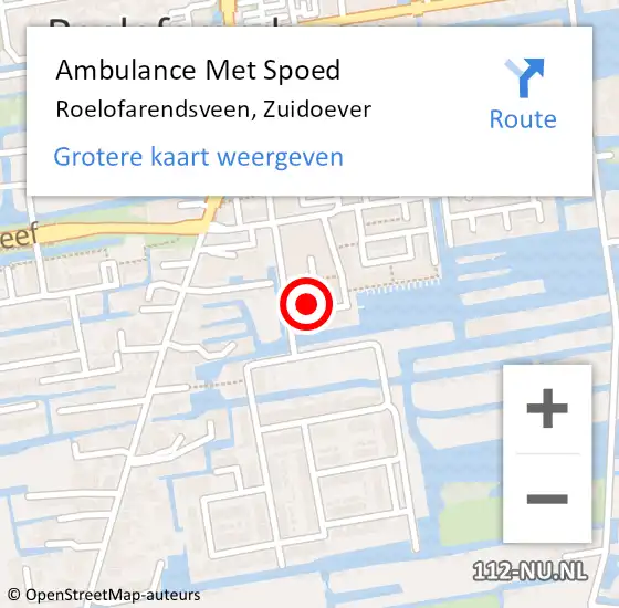 Locatie op kaart van de 112 melding: Ambulance Met Spoed Naar Roelofarendsveen, Zuidoever op 26 februari 2022 15:34