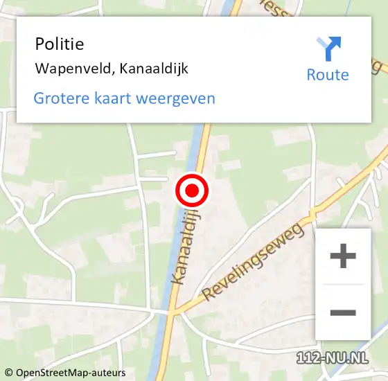 Locatie op kaart van de 112 melding: Politie Wapenveld, Kanaaldijk op 26 februari 2022 15:35