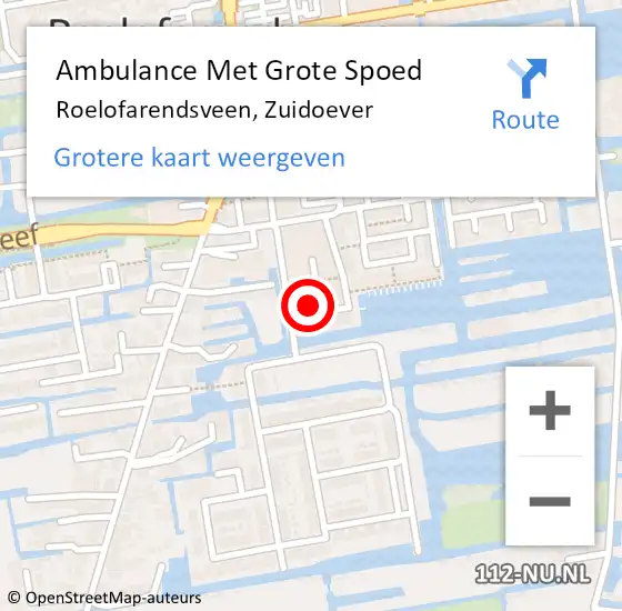 Locatie op kaart van de 112 melding: Ambulance Met Grote Spoed Naar Roelofarendsveen, Zuidoever op 26 februari 2022 15:38