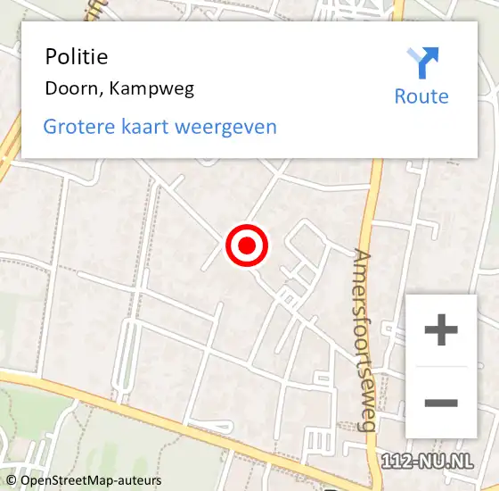 Locatie op kaart van de 112 melding: Politie Doorn, Kampweg op 26 februari 2022 15:48