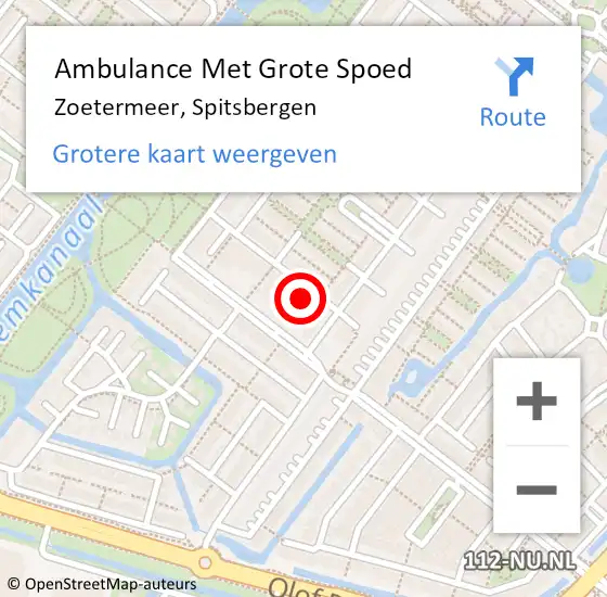 Locatie op kaart van de 112 melding: Ambulance Met Grote Spoed Naar Zoetermeer, Spitsbergen op 26 februari 2022 15:59