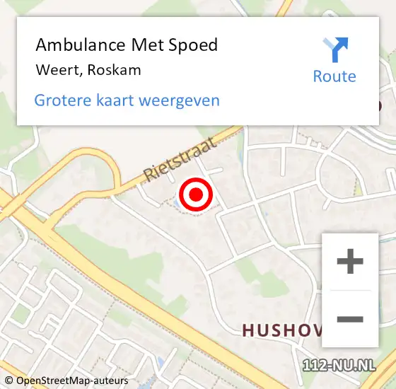 Locatie op kaart van de 112 melding: Ambulance Met Spoed Naar Weert, Roskam op 26 februari 2022 16:00