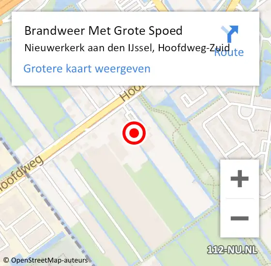 Locatie op kaart van de 112 melding: Brandweer Met Grote Spoed Naar Nieuwerkerk aan den IJssel, Hoofdweg-Zuid op 26 februari 2022 16:12