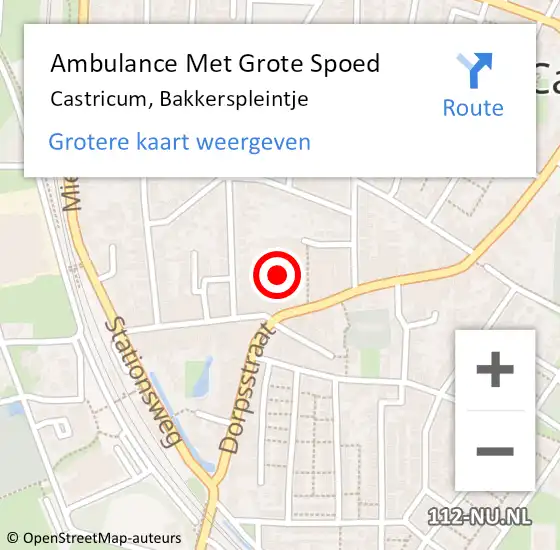 Locatie op kaart van de 112 melding: Ambulance Met Grote Spoed Naar Castricum, Bakkerspleintje op 26 februari 2022 16:14