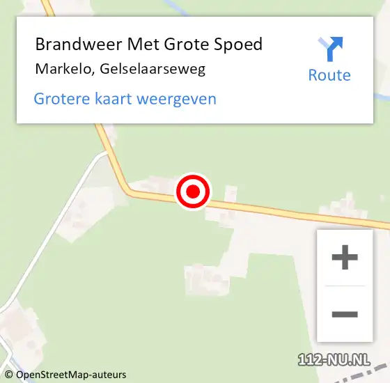 Locatie op kaart van de 112 melding: Brandweer Met Grote Spoed Naar Markelo, Gelselaarseweg op 26 februari 2022 16:18