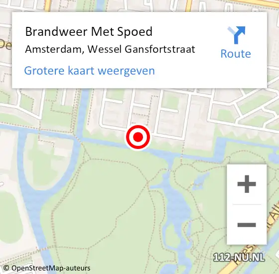Locatie op kaart van de 112 melding: Brandweer Met Spoed Naar Amsterdam, Wessel Gansfortstraat op 26 februari 2022 16:22