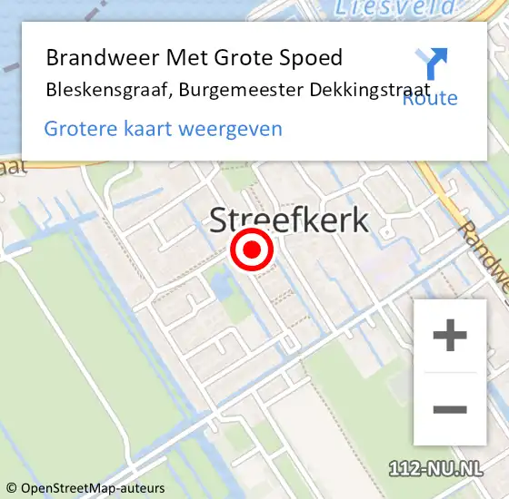 Locatie op kaart van de 112 melding: Brandweer Met Grote Spoed Naar Bleskensgraaf, Burgemeester Dekkingstraat op 26 februari 2022 16:26