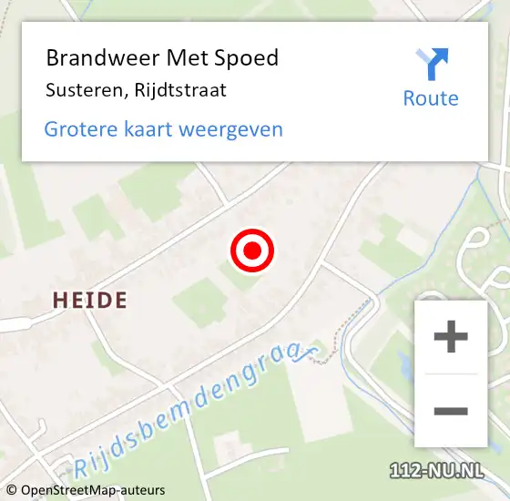 Locatie op kaart van de 112 melding: Brandweer Met Spoed Naar Susteren, Rijdtstraat op 26 februari 2022 16:33