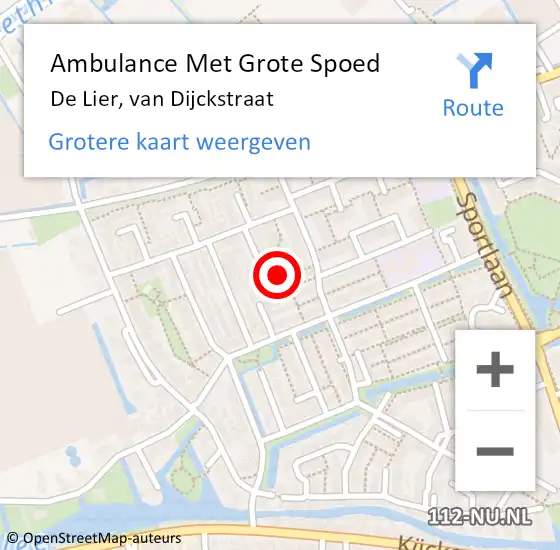 Locatie op kaart van de 112 melding: Ambulance Met Grote Spoed Naar De Lier, van Dijckstraat op 26 februari 2022 16:44