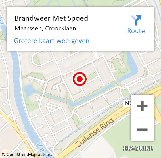 Locatie op kaart van de 112 melding: Brandweer Met Spoed Naar Maarssen, Croocklaan op 26 februari 2022 16:46