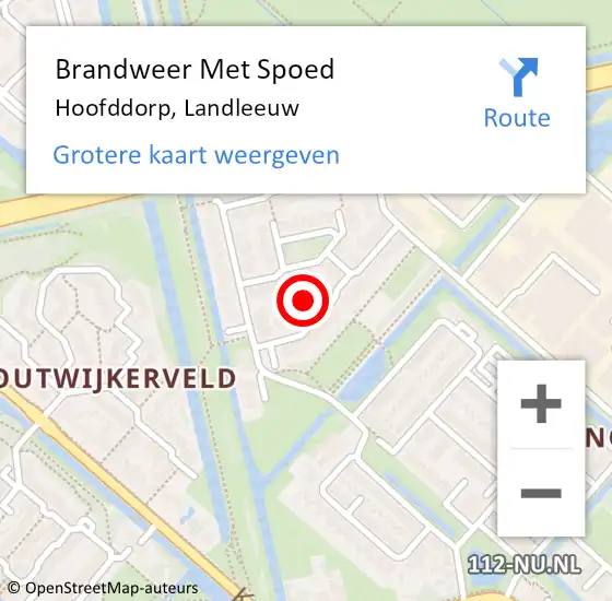 Locatie op kaart van de 112 melding: Brandweer Met Spoed Naar Hoofddorp, Landleeuw op 26 februari 2022 16:49