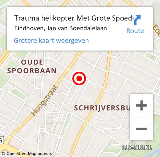 Locatie op kaart van de 112 melding: Trauma helikopter Met Grote Spoed Naar Eindhoven, Jan van Boendalelaan op 26 februari 2022 17:05