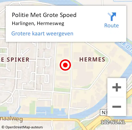 Locatie op kaart van de 112 melding: Politie Met Grote Spoed Naar Harlingen, Hermesweg op 26 februari 2022 17:10