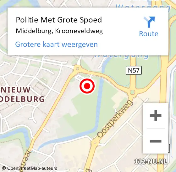 Locatie op kaart van de 112 melding: Politie Met Grote Spoed Naar Middelburg, Krooneveldweg op 26 februari 2022 17:25
