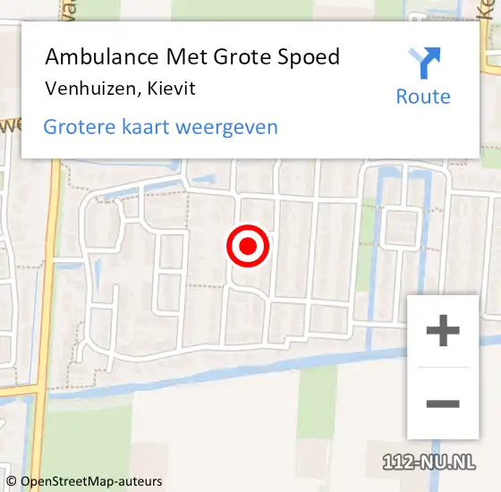 Locatie op kaart van de 112 melding: Ambulance Met Grote Spoed Naar Venhuizen, Kievit op 26 februari 2022 17:27