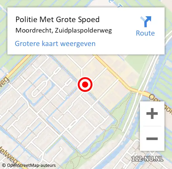 Locatie op kaart van de 112 melding: Politie Met Grote Spoed Naar Moordrecht, Zuidplaspolderweg op 26 februari 2022 17:49