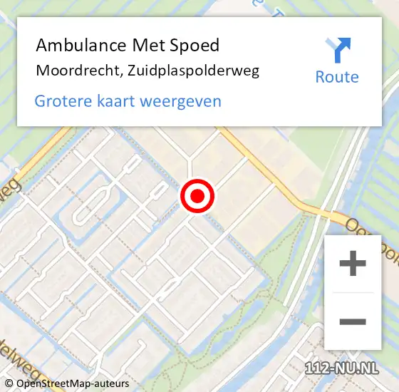 Locatie op kaart van de 112 melding: Ambulance Met Spoed Naar Moordrecht, Zuidplaspolderweg op 26 februari 2022 17:56