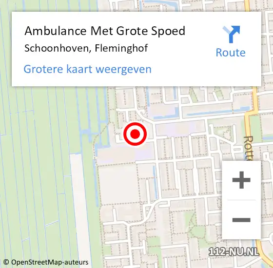 Locatie op kaart van de 112 melding: Ambulance Met Grote Spoed Naar Schoonhoven, Fleminghof op 26 februari 2022 18:12